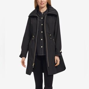 Cole Haan Women's Packable Hooded Long Rain Jacket Size Large